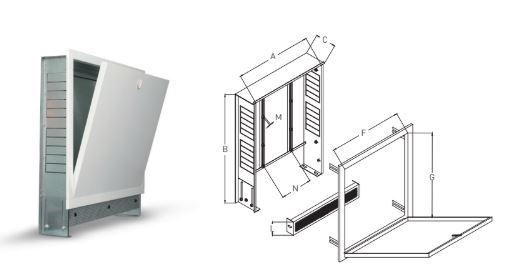 ARMARIO COLECTORES 4 - 5 CIRCUITOS 550 X 580 X 90 MAXLOR