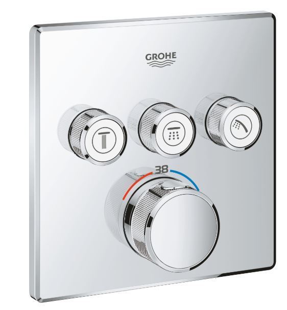 TERMOST. EMPOTRADO C/3 LLAVES GROHTHERM SMARTCONTROL SQUARE CROMO
